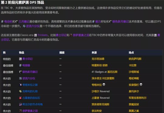 魔兽世界tbcp2元素萨bis装备宝石附魔怎么选